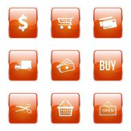 Shopping Sign Square Vector Orange Icon Design Set N6