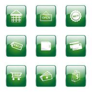 Shopping Sign Square Vector Green Icon Design Set 2 N5