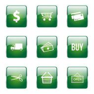 Shopping Sign Square Vector Green Icon Design Set N6