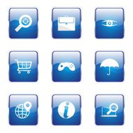 SEO Internet Sign Square Vector Blue Icon Design Set 10 N6