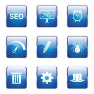 SEO Internet Sign Square Vector Blue Icon Design Set 8 N5