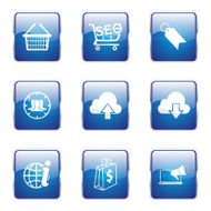 SEO Internet Sign Square Vector Blue Icon Design Set 7 N5