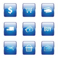 Shopping Sign Square Vector Blue Icon Design Set N5