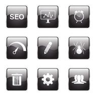 SEO Internet Sign Square Vector Black Icon Design Set 8 N6