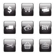 Shopping Sign Square Vector Black Button Icon Design Set N6