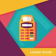 Credit card machine flat icon with long shadow eps10 N9