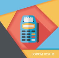 Credit card machine flat icon with long shadow eps10 N10