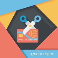 credit card flat icon with long shadow eps10 N28