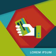 credit card flat icon with long shadow eps10 N30