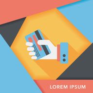 credit card flat icon with long shadow eps10 N31
