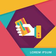 credit card flat icon with long shadow eps10 N32