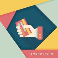 credit card flat icon with long shadow eps10 N33