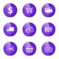 Shopping Sign Violet Vector Button Icon Design Set N6