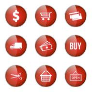 Shopping Sign Red Vector Button Icon Design Set N4
