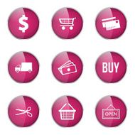 Shopping Sign Pink Vector Button Icon Design Set N6