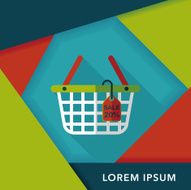 shopping basket flat icon with long shadow eps10 N10