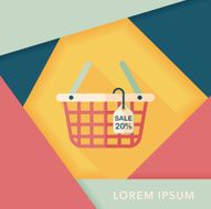 shopping basket flat icon with long shadow eps10 N11