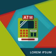 shopping cash register flat icon with long shadow eps10 N10
