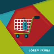 shopping cart flat icon with long shadow eps10 N22