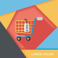 shopping cart flat icon with long shadow eps10 N23