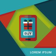 cell phone online shopping flat icon with long shadow eps10 N9