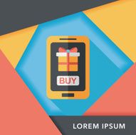 cell phone online shopping flat icon with long shadow eps10 N10