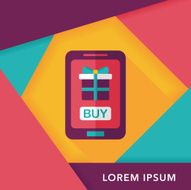 cell phone online shopping flat icon with long shadow eps10 N11