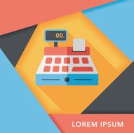 shopping cash register flat icon with long shadow eps10 N14