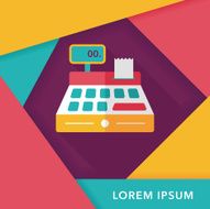shopping cash register flat icon with long shadow eps10 N15
