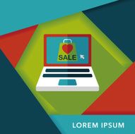 online shopping flat icon with long shadow eps10 N24