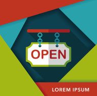 shopping store sign flat icon with long shadow eps10 N45