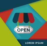 shopping store sign flat icon with long shadow eps10 N53