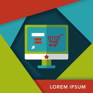 online shopping flat icon with long shadow eps10 N26