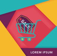 shopping cart flat icon with long shadow eps10 N25