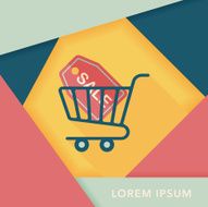 shopping cart flat icon with long shadow eps10 N26