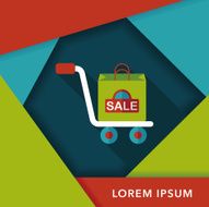shopping handling trolley flat icon with long shadow eps10 N14