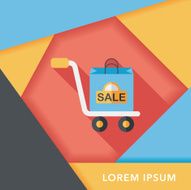 shopping handling trolley flat icon with long shadow eps10 N15