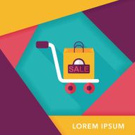 shopping handling trolley flat icon with long shadow eps10 N16