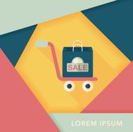 shopping handling trolley flat icon with long shadow eps10 N17