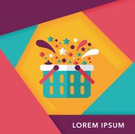 shopping basket flat icon with long shadow eps10 N12