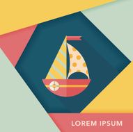 Sailboat flat icon with long shadow eps10 N13