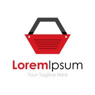 Red shopping basket elements icon logo