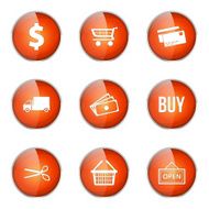 Shopping Sign Orange Vector Button Icon Design Set N5