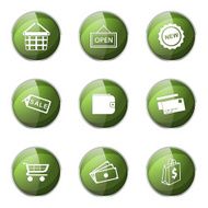 Shopping Sign Green Vector Button Icon Design Set 2 N5