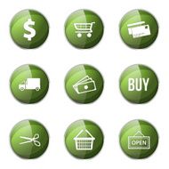Shopping Sign Green Vector Button Icon Design Set N6