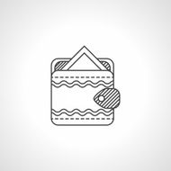 Black line vector icon for wallet with card