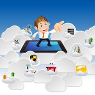 People Set - Cloud computing Businessmen surf with tablets cloud