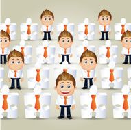 Concept of businessmen and jigsaw puzzle crowd