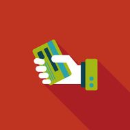 credit card flat icon with long shadow eps10 N61