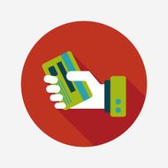 credit card flat icon with long shadow eps10 N62